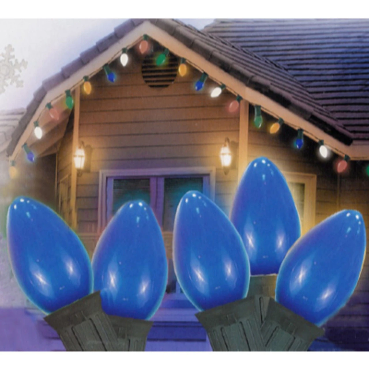 25-Count Blue C7 Opaque Christmas Light Set, 24ft Green Wire 4 25-Count Blue C7 Opaque Christmas Light Set, 24ft Green Wire - Image 2