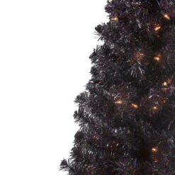 4' Pre-Lit Slim Black Artificial Tinsel Christmas Tree- Clear Lights -Beauty Wreaths Shop northlight b83507 2 69592.1667576682