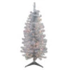 4' X 22" Pre-Lit Slim Silver Artificial Tinsel Christmas Tree - Clear Lights -Beauty Wreaths Shop northlight b83510 84767.1683034971
