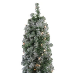 6' Pre-Lit Pencil Flocked Green Pine Artificial Christmas Tree - Clear Lights -Beauty Wreaths Shop northlight b83518 1 47283.1667663029