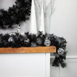 6' Pre-Lit Black Artificial Christmas Garland With Timer - Warm White LED Lights -Beauty Wreaths Shop northlight b83534 styled 2201 29751.1684767925