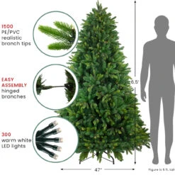 6.5' Pre-Lit Full Gunnison Pine Artificial Christmas Tree - Warm White LED Lights -Beauty Wreaths Shop northlight b8 stand 51759.1667572800