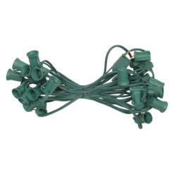 25' Green Commercial C9 Christmas Light Socket Set