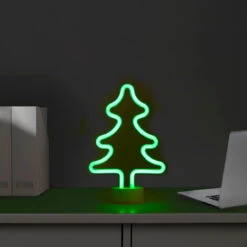 11" Green Christmas Tree LED Neon Style Table Sign -Beauty Wreaths Shop northlight fm26621 4 64712.1667488288