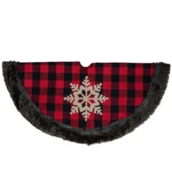 48-Inch Red And Black Christmas Tree Skirt With Burlap Snowflake -Beauty Wreaths Shop northlight fo26665 2 14182.1667530451