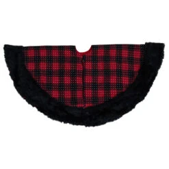 48" Red And Black Plaid With Polka Dots Christmas Tree Skirt -Beauty Wreaths Shop northlight fo26683 1 00890.1667530454