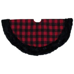 48" Red And Black Plaid With Polka Dots Christmas Tree Skirt -Beauty Wreaths Shop northlight fo26683 2 29277.1667530453