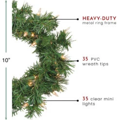 Pre-Lit Deluxe Windsor Pine Artificial Christmas Wreath - 10-Inch, Clear Lights -Beauty Wreaths Shop northlight gb20yww810 gr thumbnail 66545.1667660124