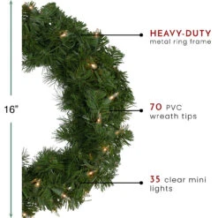 Deluxe Windsor Pine Artificial Christmas Wreath - 16-Inch, Clear Lights -Beauty Wreaths Shop northlight gb20yww816 gr thumbnail 40438.1667573686