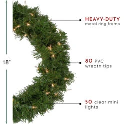 18" Deluxe Windsor Pine Artificial Christmas Wreath - Clear Lights -Beauty Wreaths Shop northlight gb20yww818 gr thumbnail 74155.1667659906