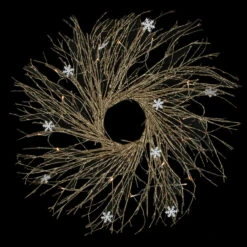 28" Pre-lit Champagne Glittered Artificial Twig Christmas Wreath, Warm White LED Lights -Beauty Wreaths Shop northlight h36275 on20black 40486.1681146841
