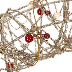 Pre-Lit Champagne Gold Glittered Rattan Berry Artificial Christmas Wreath - 18-Inch, Clear Lights -Beauty Wreaths Shop northlight h85239 4 76856.1669126273