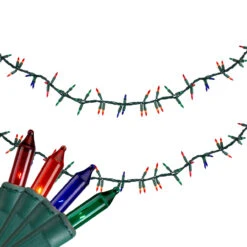300 Count Multi-Color Mini Christmas Light Garland Set, 18ft Green Wire