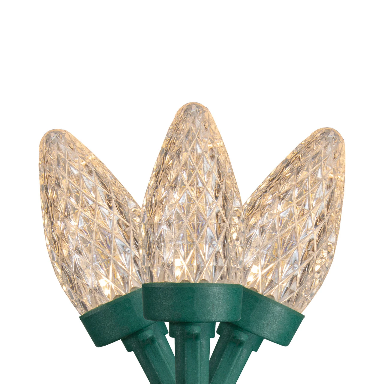 50 Count Warm White LED C7 Faceted Christmas Lights, 20.25 Ft Green Wire 3 50 Count Warm White LED C7 Faceted Christmas Lights, 20.25 Ft Green Wire