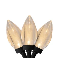 25 Count Warm White LED C9 Christmas Lights, 16 Ft Black Wire