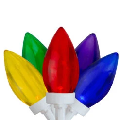 25 Count Multi-Color LED C9 Christmas Lights, 16 Ft White Wire