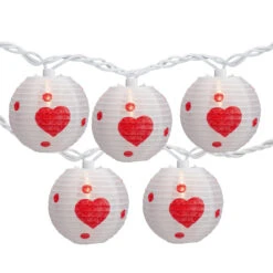 10-Count White And Red Heart Paper Lantern Valentine's Day Lights, 8.5ft White Wire -Beauty Wreaths Shop northlight ha92034 3 sample 66103.1667531712