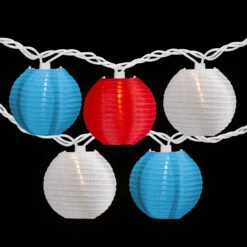 10-Count Red, White And Blue 4th Of July Paper Lantern Lights, 8.5ft White Wire -Beauty Wreaths Shop northlight ha92038 2 updatedblue 76129.1667554004