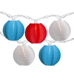 10-Count Red, White And Blue 4th Of July Paper Lantern Lights, 8.5ft White Wire -Beauty Wreaths Shop northlight ha92038 3 updatedblue 42354.1667554003