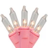 100-Count Clear Mini Christmas Light Set, 20ft Pink Wire
