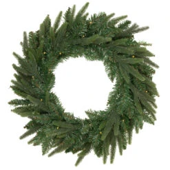 Pre-Lit Roosevelt Fir Artificial Christmas Wreath - 24-Inch, Warm White LED Lights