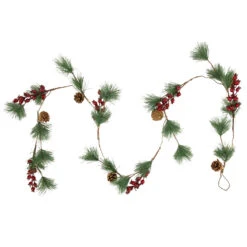 6.5' Pre-Lit Pine And Berry Artificial Christmas Garland, Warm White LED Lights -Beauty Wreaths Shop northlight hc94495 2 85620.1667530954