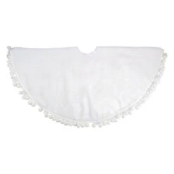 48" White Christmas Tree Skirt With A Pom Pom Border -Beauty Wreaths Shop northlight j90422 2 26059.1667573706