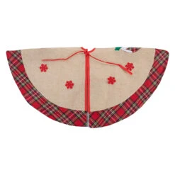 48" Burlap Plaid Tree Skirt With Christmas Puddings -Beauty Wreaths Shop northlight j90424 2 sample 84194.1667535629