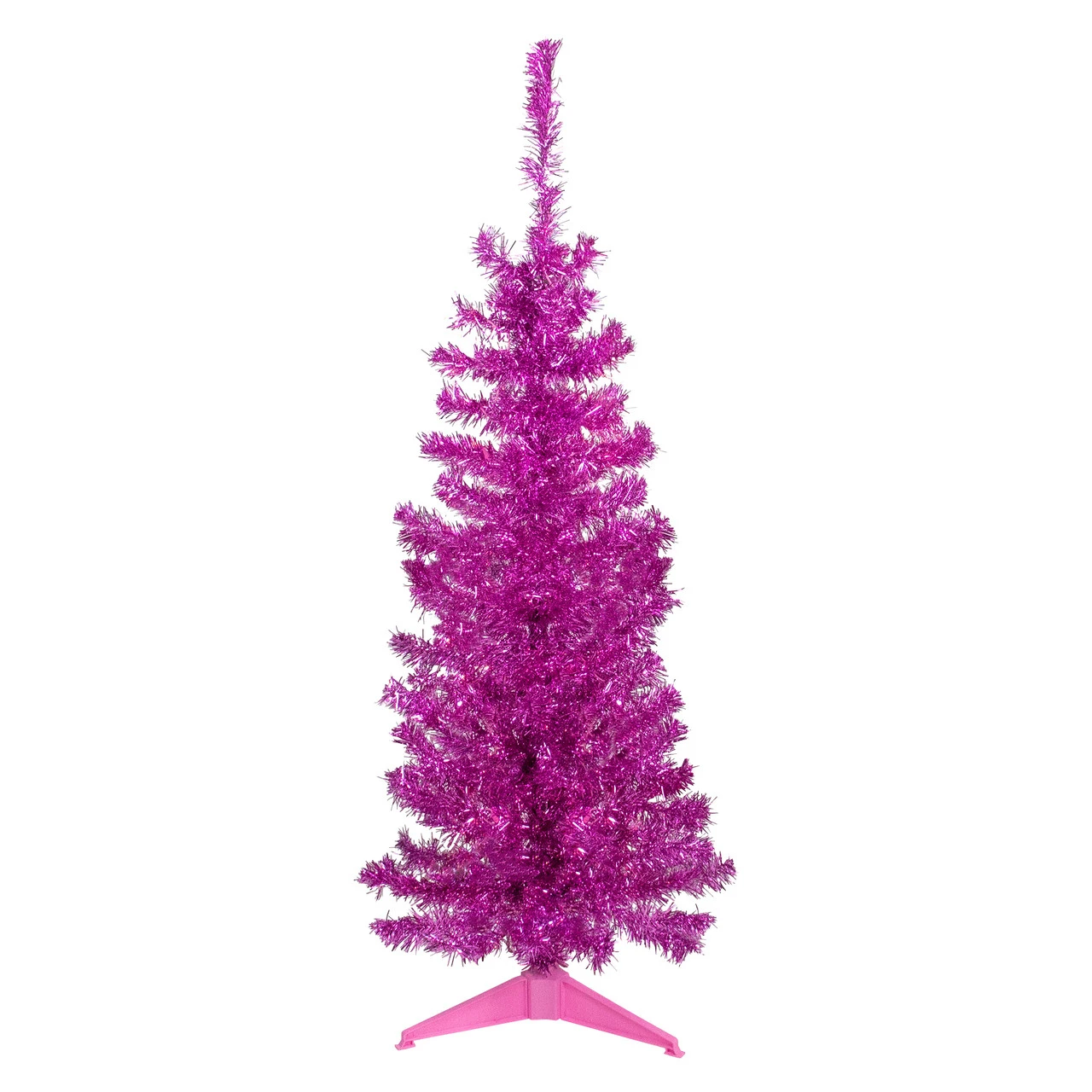 4' Pink Artificial Tinsel Christmas Tree, Unlit 3 4' Pink Artificial Tinsel Christmas Tree, Unlit