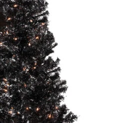 6' Pre-Lit Black Artificial Tinsel Christmas Tree, Clear Lights -Beauty Wreaths Shop northlight j92324 2 20709.1667657098