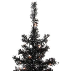 6' Pre-Lit Black Artificial Tinsel Christmas Tree, Clear Lights -Beauty Wreaths Shop northlight j92324 4 62912.1667657099