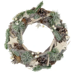 12" Natural Branch With Stars And Berries Christmas Wreath