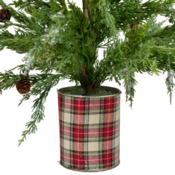 24" Iced Cedar Artificial Christmas Tree In Plaid Pot - Unlit 5 24" Iced Cedar Artificial Christmas Tree In Plaid Pot - Unlit -Beauty Wreaths Shop northlight jy91578 1 15816.1667573183