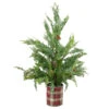 24" Iced Cedar Artificial Christmas Tree In Plaid Pot - Unlit -Beauty Wreaths Shop northlight jy91578 26669.1667573182