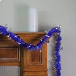 50' Lavish Blue And Silver Snowflakes Christmas Tinsel Garland - Unlit -Beauty Wreaths Shop northlight k00367 3 66732.1667534943