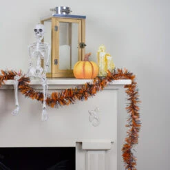 50' Orange And Black Halloween Tinsel Garland - Unlit -Beauty Wreaths Shop northlight k28315 3 22771.1667623069