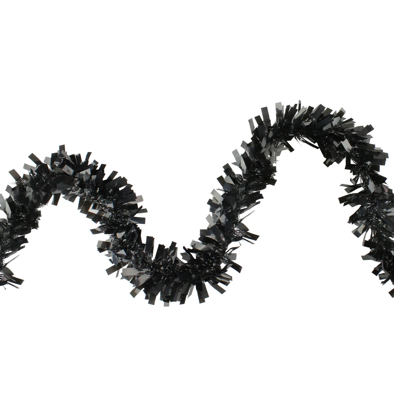 Wide Cut Black Halloween Tinsel Garland - 50 Feet, Unlit 3 Wide Cut Black Halloween Tinsel Garland - 50 Feet, Unlit