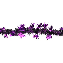 Black With Purple Bats Halloween Tinsel Garland - 50 Feet, Unlit -Beauty Wreaths Shop northlight k28319 1 68584.1667623068