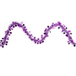 50' X 1.5" Purple Tinsel Christmas Garland With Polka Dots - Unlit