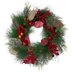 Autumn Harvest Pine, Berry And Pomegranate Wreath, 24 Inch, Unlit