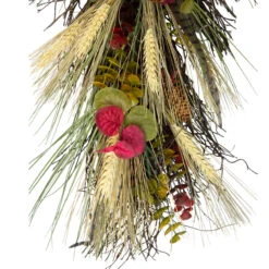 24" Autumn Harvest Wheat And Eucalyptus With Feathers Teardrop Swag - Unlit -Beauty Wreaths Shop northlight kji28171 2 86572.1667623788