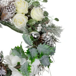 White And Silver Floral Flocked Pine Artificial Grapevine Christmas Wreath - 24-Inch, Unlit -Beauty Wreaths Shop northlight kji28196 1 50391.1667578040