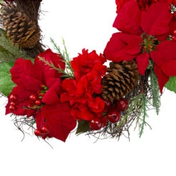 Red Poinsettia And Hydrangea Flowers With Berries Artificial Christmas Wreath - 24-Inch, Unlit 7 Red Poinsettia And Hydrangea Flowers With Berries Artificial Christmas Wreath - 24-Inch, Unlit -Beauty Wreaths Shop northlight kji28197 2 42492.1667578459