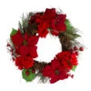 Red Poinsettia And Hydrangea Flowers With Berries Artificial Christmas Wreath - 24-Inch, Unlit -Beauty Wreaths Shop northlight kji28197 29391.1667578458