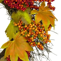 Maple Leaf And Berry Twig Artificial Fall Harvest Wreath, 22-Inch -Beauty Wreaths Shop northlight kji82584 4new 19954.1667488375