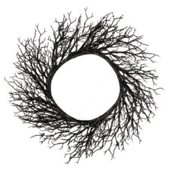 Black Twig Artificial Halloween Wreath, 24-Inch, Unlit