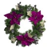 Purple Poinsettia And Silver Pine Cone Artificial Christmas Wreath - 24-Inch, Unlit -Beauty Wreaths Shop northlight kjix7204 93568.1667488699