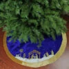48" Blue And Gold Nativity Scene Christmas Tree Skirt With Gold Border -Beauty Wreaths Shop northlight l15309 76606.1667573493