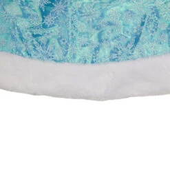 48" Light Blue Iridescent Mesh Glittered Snowflakes Christmas Tree Skirt -Beauty Wreaths Shop northlight l27896 1 76906.1667572663