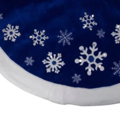 48" Blue Velveteen Snowflake Christmas Tree Skirt With Faux Fur Trim -Beauty Wreaths Shop northlight l27897 1 08837.1667573703